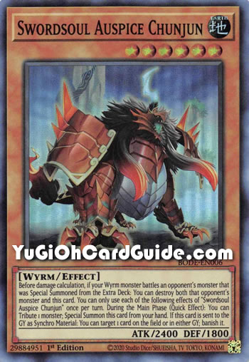Yu-Gi-Oh Card: Swordsoul Auspice Chunjun