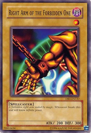 Yu-Gi-Oh Card: Right Arm of the Forbidden One